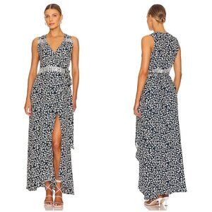 💕NATALIE MARTIN💕 Kate Maxi Wrap Dress Pomegranate Print Indigo Blue Medium NWT